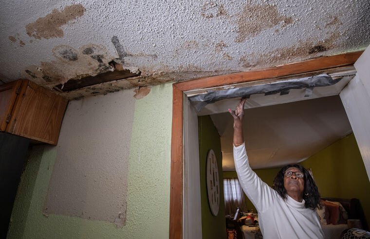 Interior ceiling damage from a failed drain line