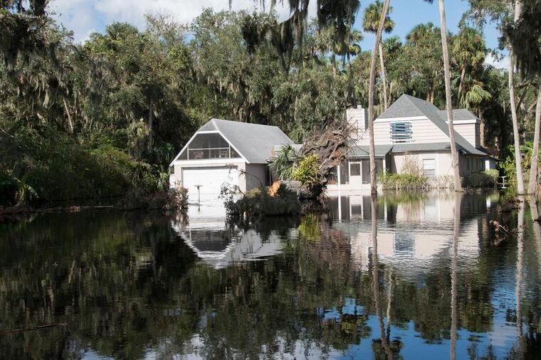Florida home surrounded by floodwater